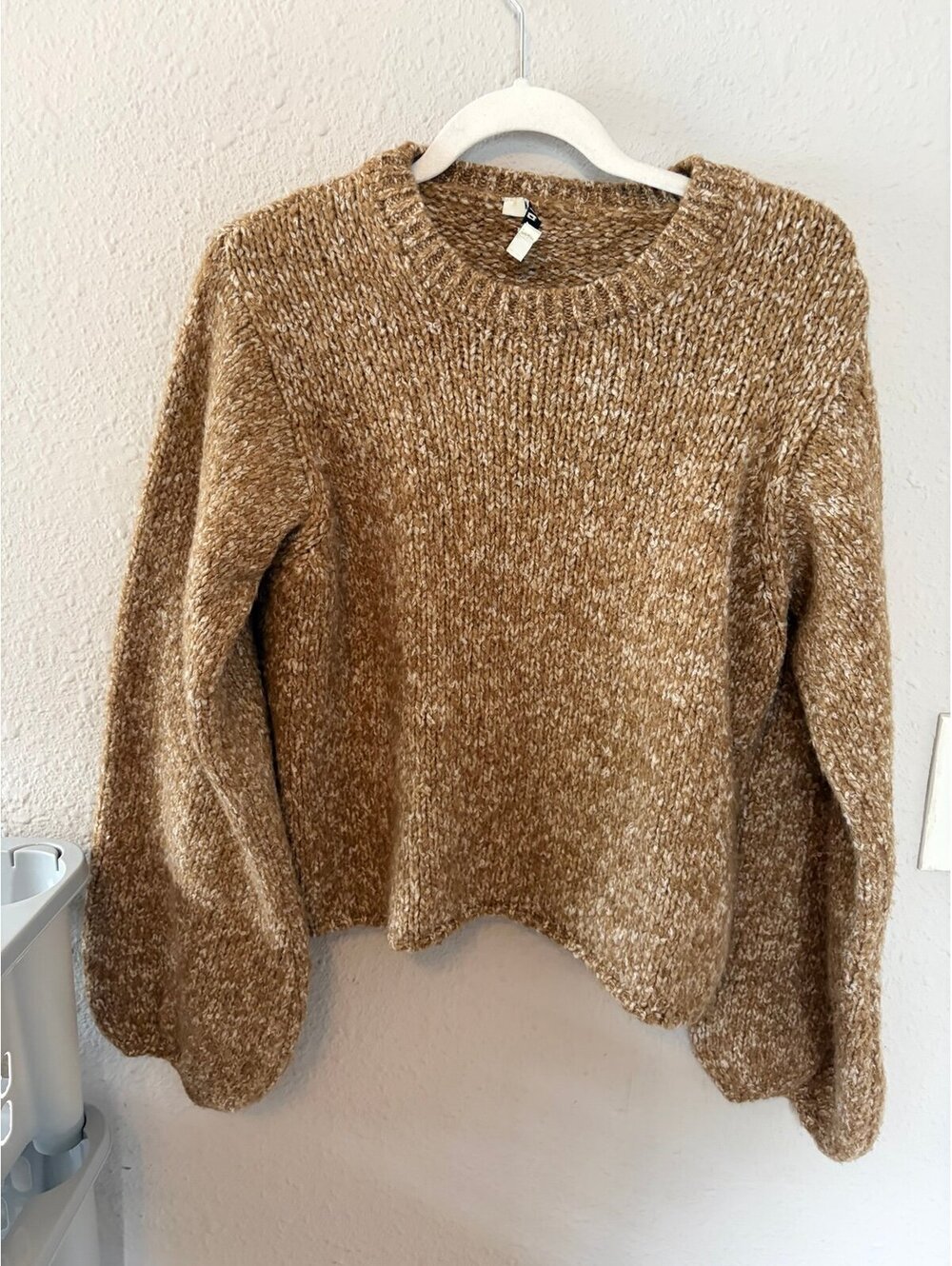 NA-KD Knitted Open Back Balloon Sleeve Sweater Brown S